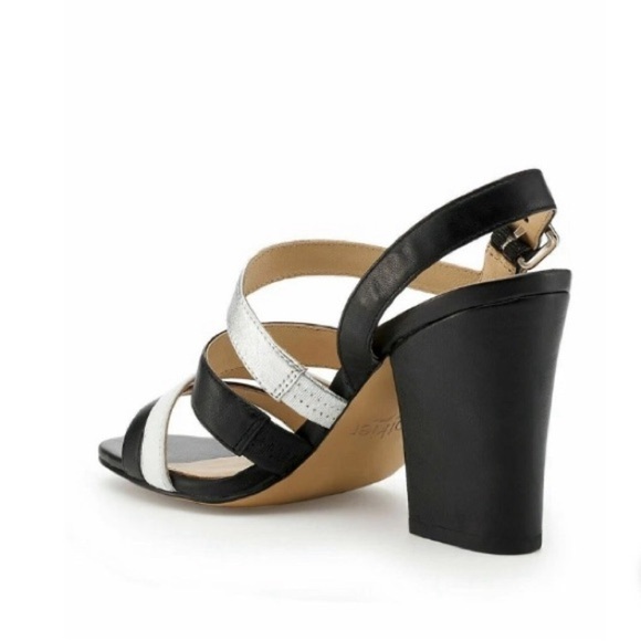 Botkier Sera Caged Black Leather Chunky Edgy Strappy Slingback Sandal Heel SZ 11 - Picture 2 of 14